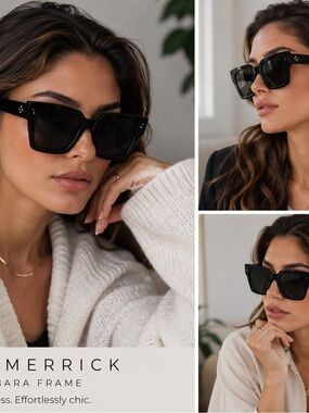 🔥Heidi Merrick Santa Barbara Oversized sunglasses 🕶️ Black acetate luxury frames